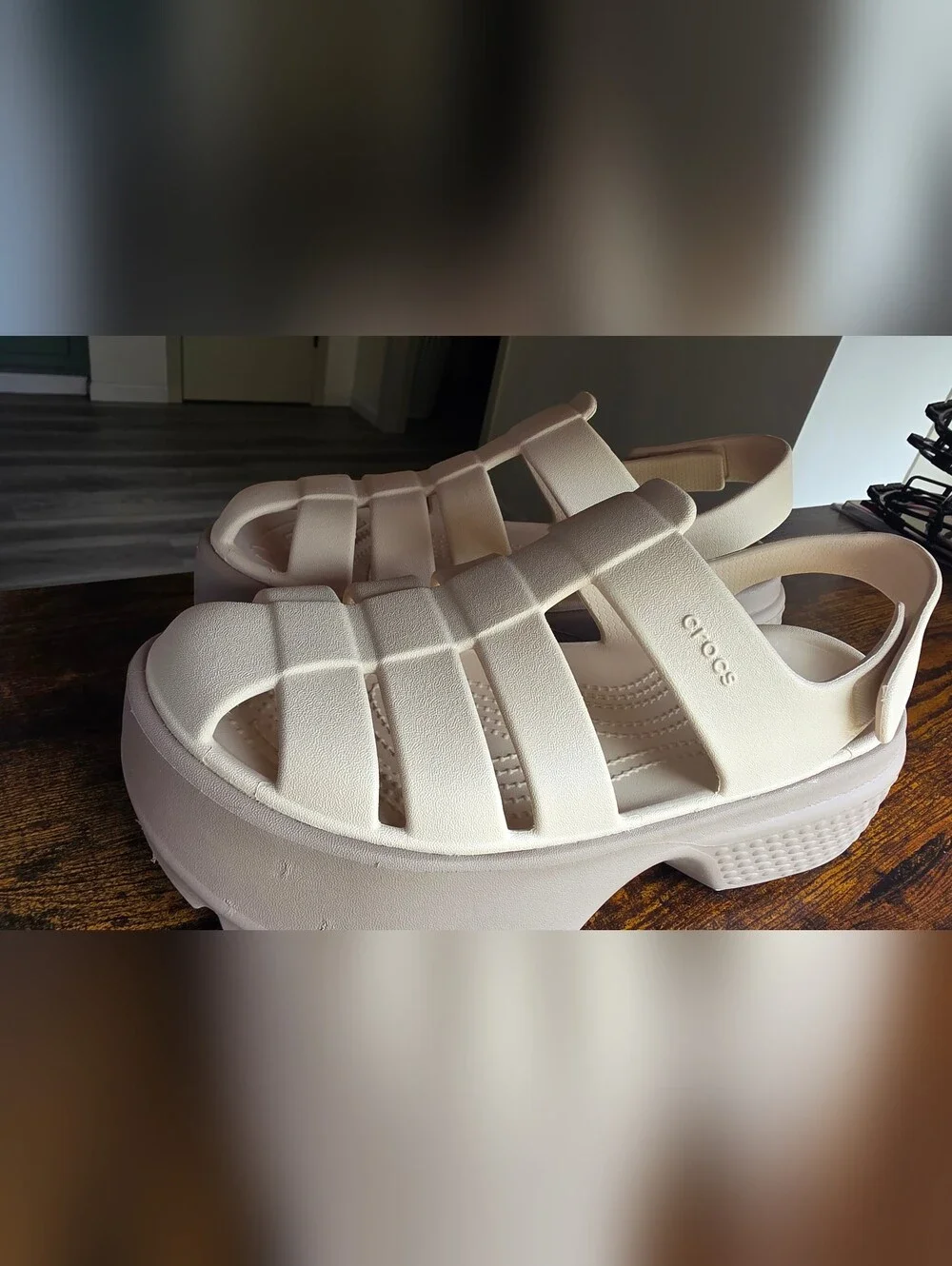 CROCS Cream Platform Sandals